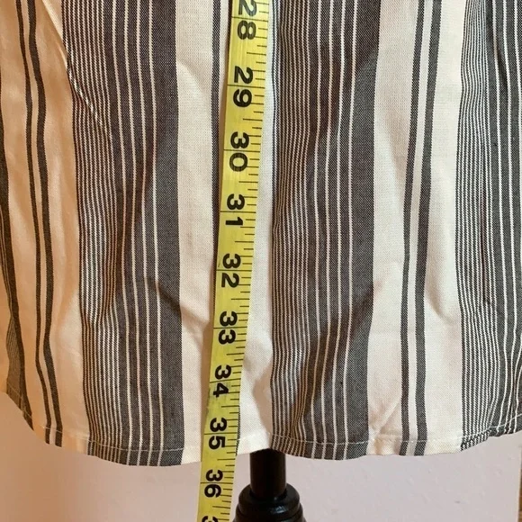 PINK ROSE black natural long sleeve shirtdress summer neutral pinstripe - Picture 13 of 13